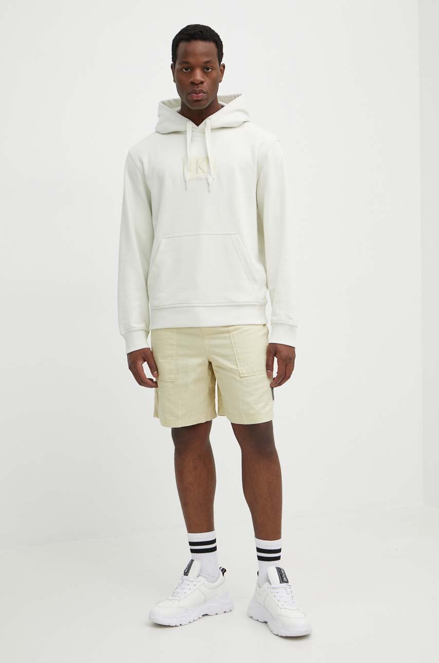 Λινό σορτς Calvin Klein Jeans χρώμα: πράσινο, J30J325475 φωτογραφία