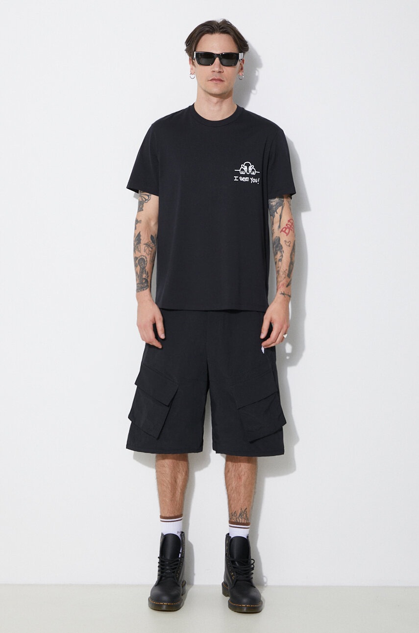 Σορτς Marcelo Burlon Cross Nylon Cargo Shorts χρώμα: μαύρο, CMCS001S24FAB0011001 φωτογραφία