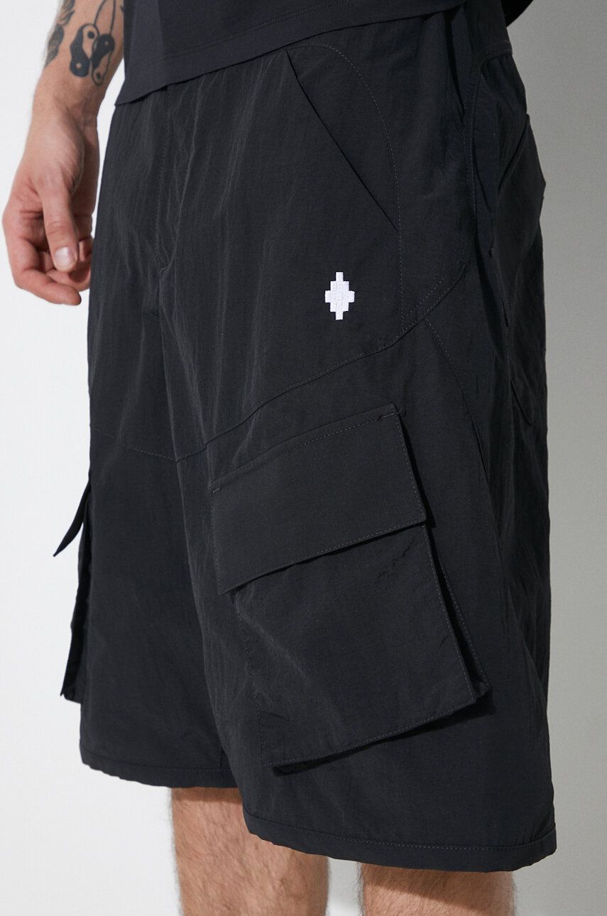 Kratke Hlače Marcelo Burlon Cross Nylon Cargo Shorts Moške, črna Barva, CMCS001S24FAB0011001