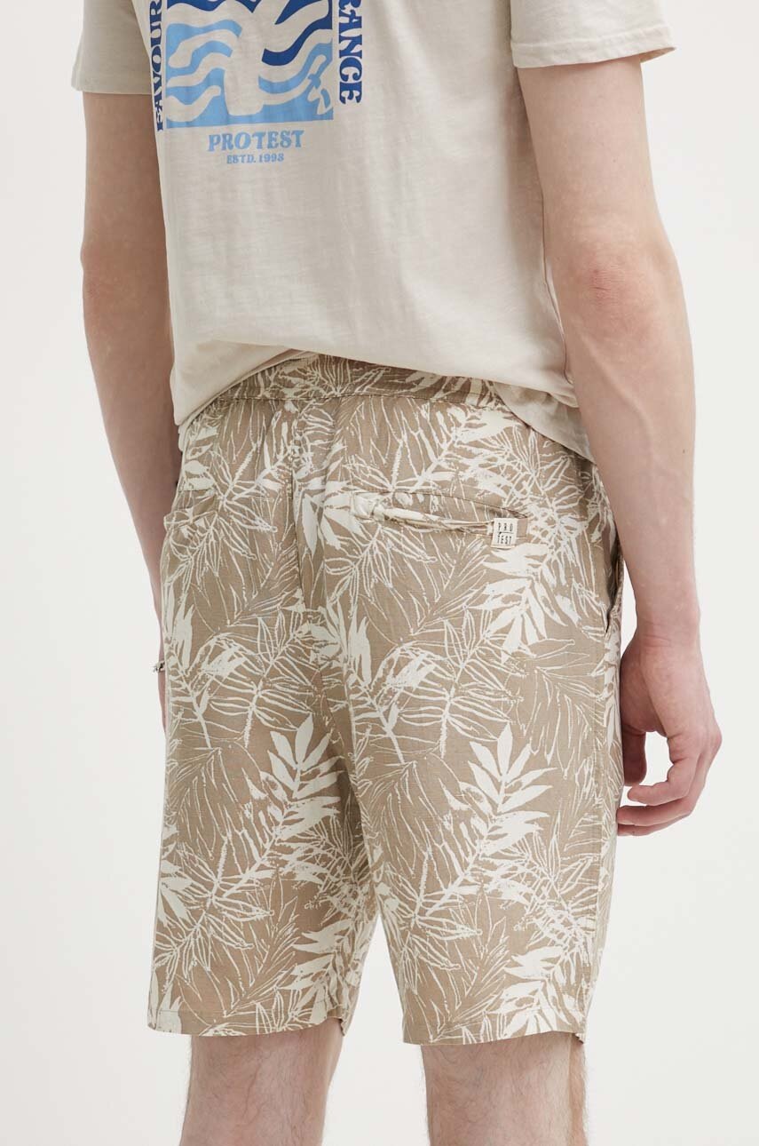 Λινό σορτς Protest Prtspark χρώμα: μπεζ, 2710343 φωτογραφία