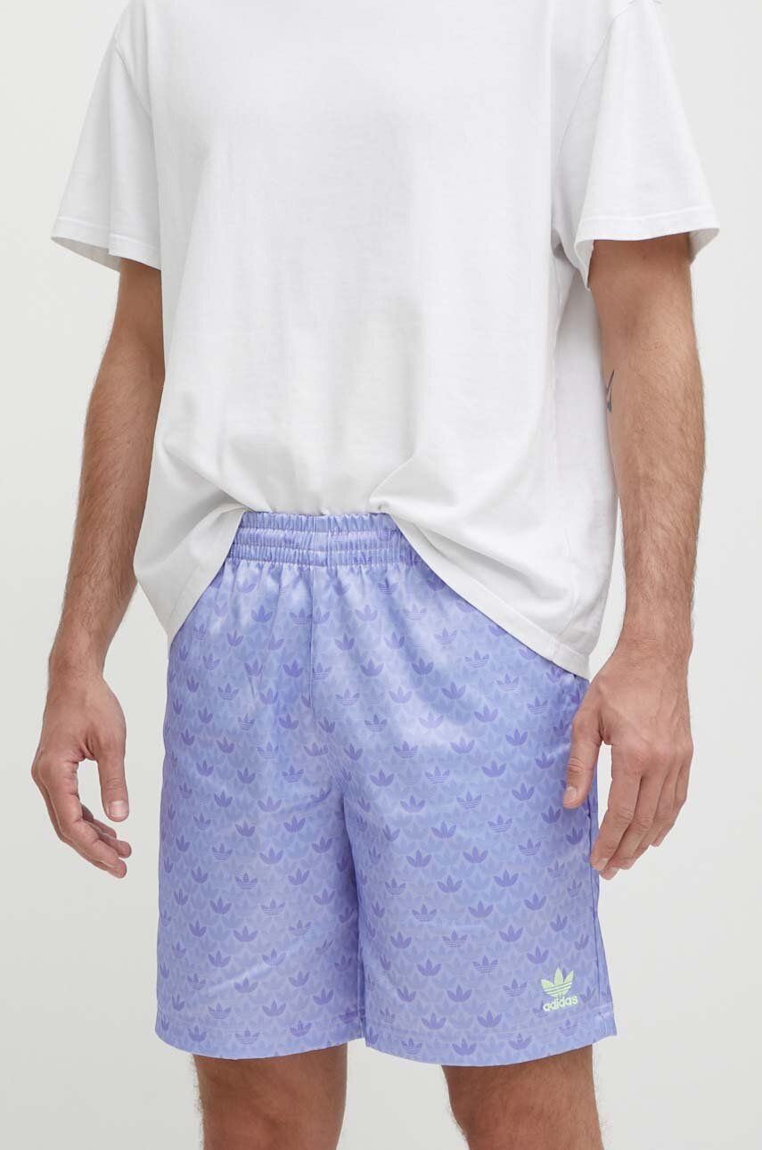 adidas Originals pantaloni scurti Mono Satin barbati, culoarea violet, IS2935
