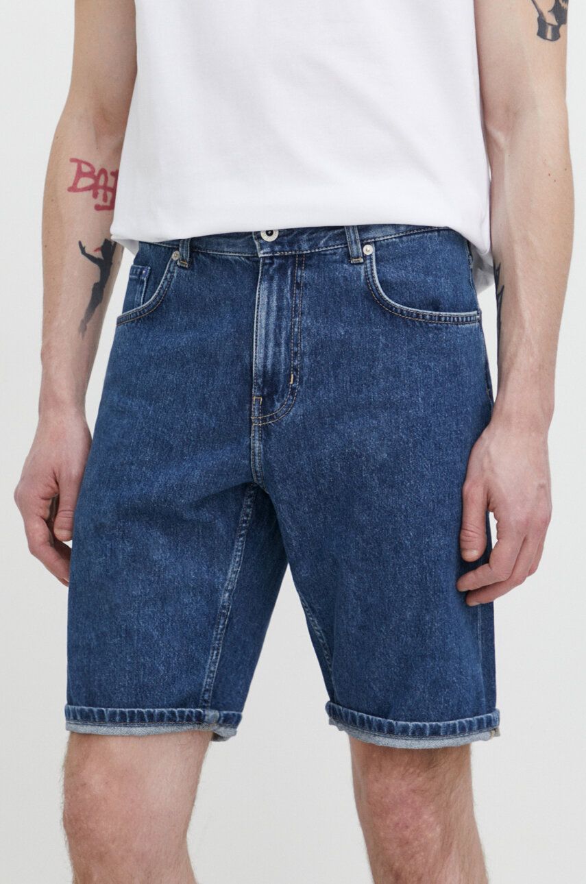 Levně Džínové šortky Karl Lagerfeld Jeans pánské, tmavomodrá barva