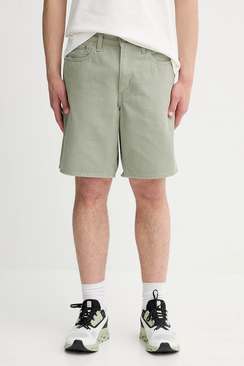 Levi's pantaloni scurti jeans culoarea verde, A8461