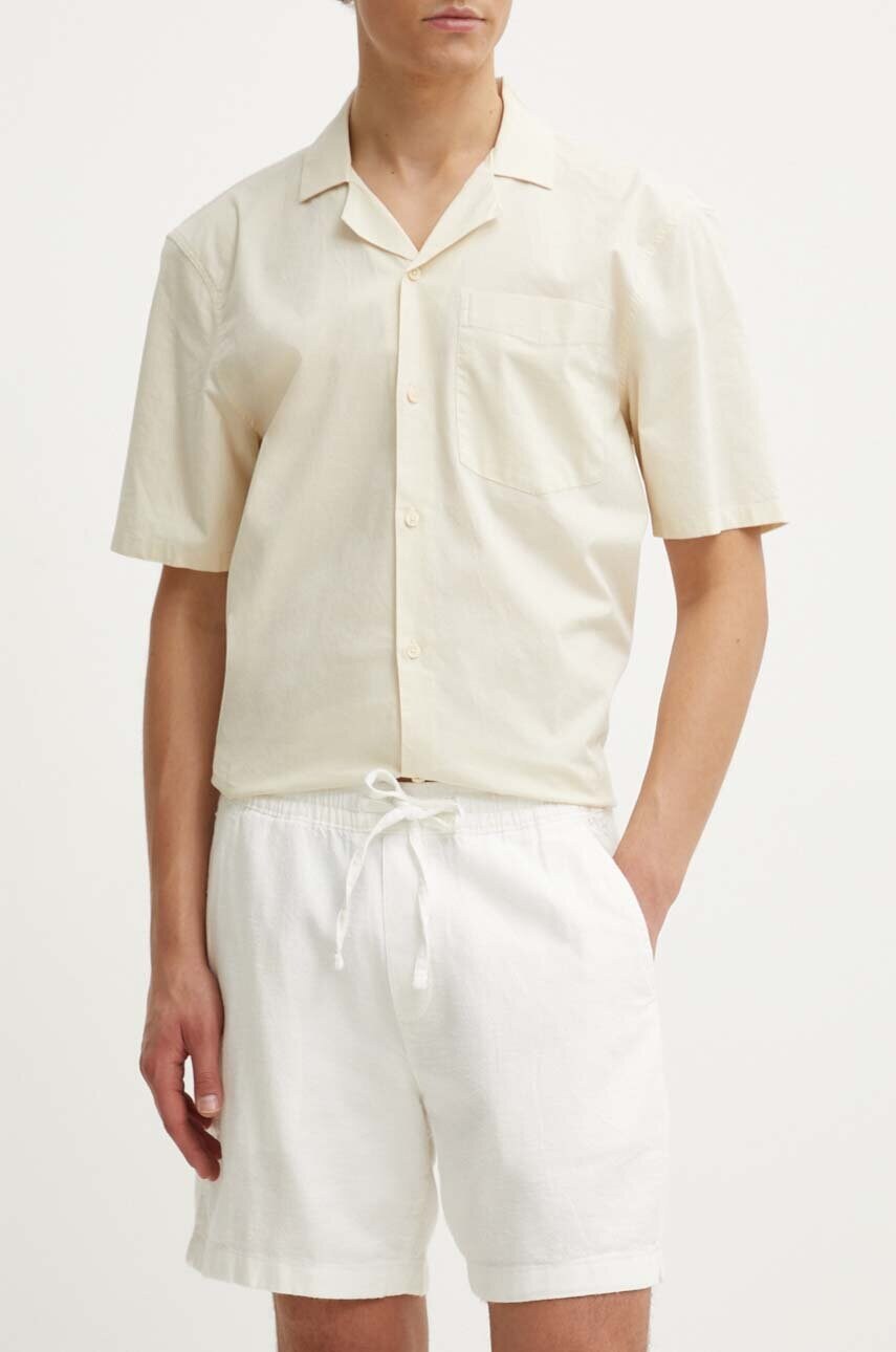 

Къс панталон с лен Abercrombie & Fitch в бяло, Бял