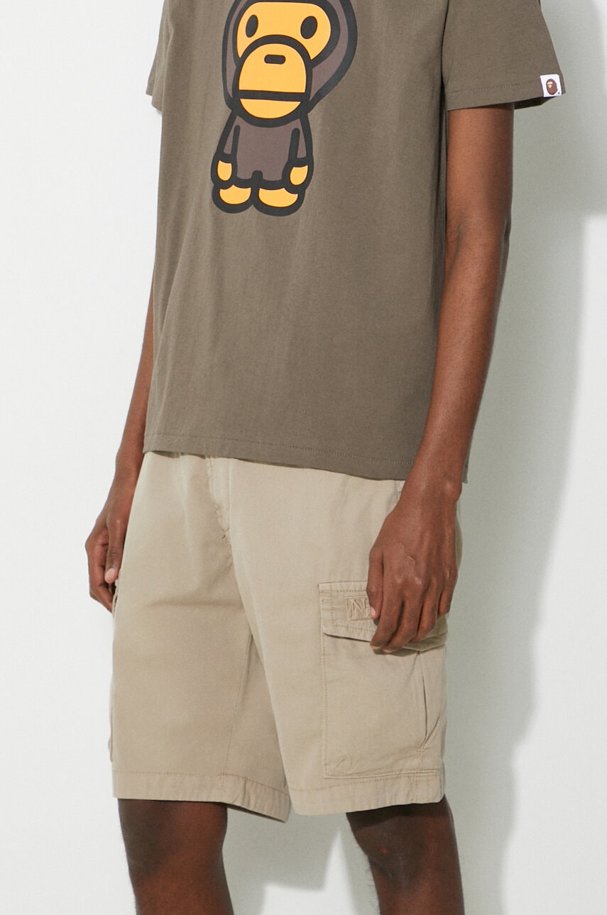 Napapijri pantaloni scurti din bumbac N-Deline culoarea bej, NP0A4HOTN1F1 Napapijri pantaloni scurti din bumbac N-Deline culoarea bej, NP0A4HOTN1F1