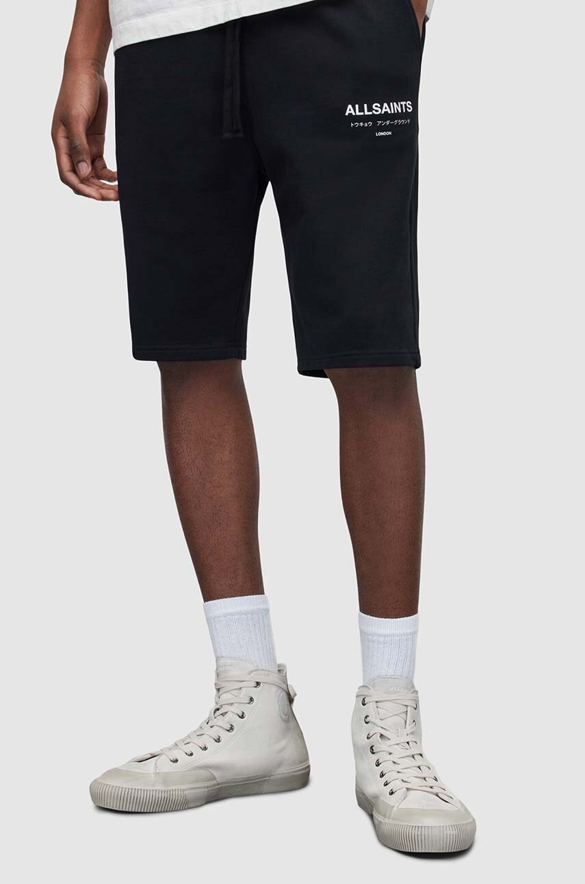 Βαμβακερό σορτσάκι AllSaints UNDERGROUND SWEATSHO χρώμα: μαύρο, MG256Y φωτογραφία