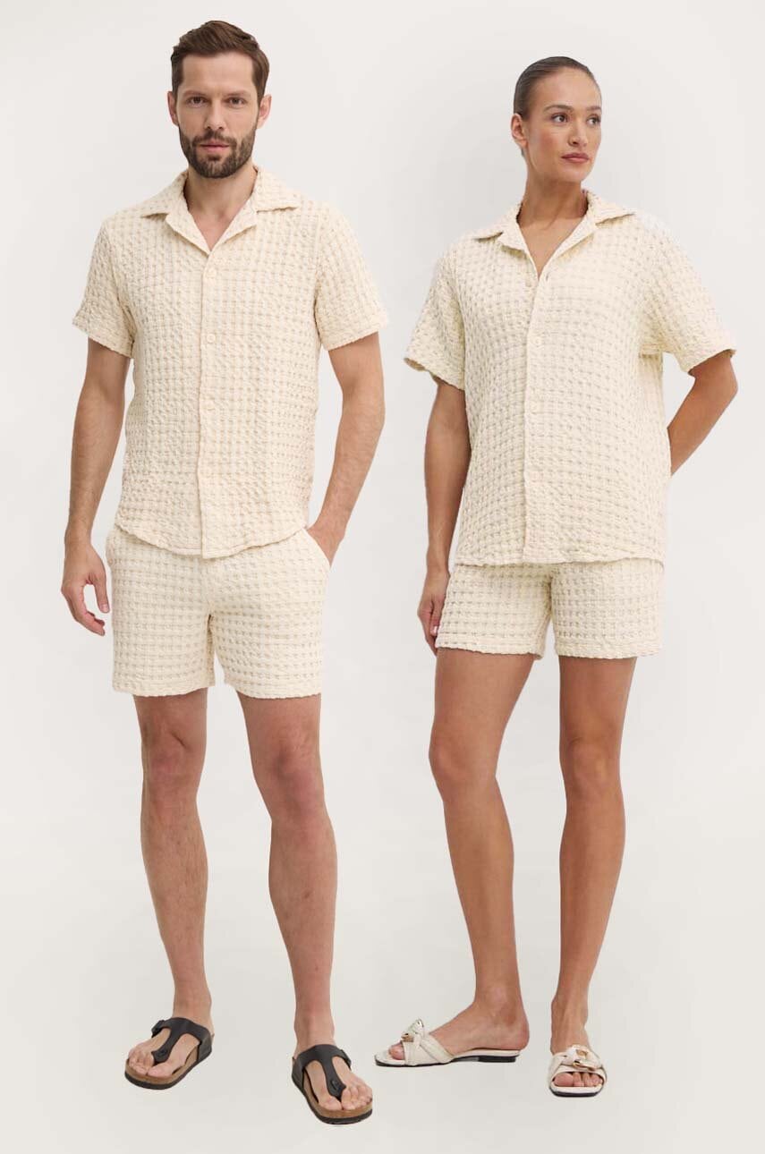 OAS pantaloni scurti din bumbac culoarea bej - 0 | YEO