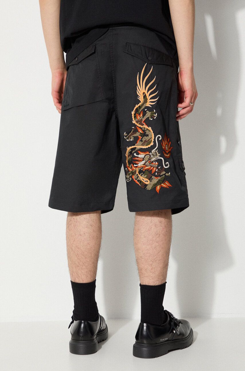 Kratke Hlače Maharishi Original Dragon Loose Snoshorts Moške, črna Barva, 5070.BLACK