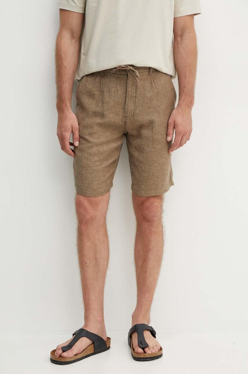 Lindbergh pantaloni scurți din amestec de in culoarea maro, 30-505020 Lindbergh pantaloni scurți din amestec de in culoarea maro, 30-505020