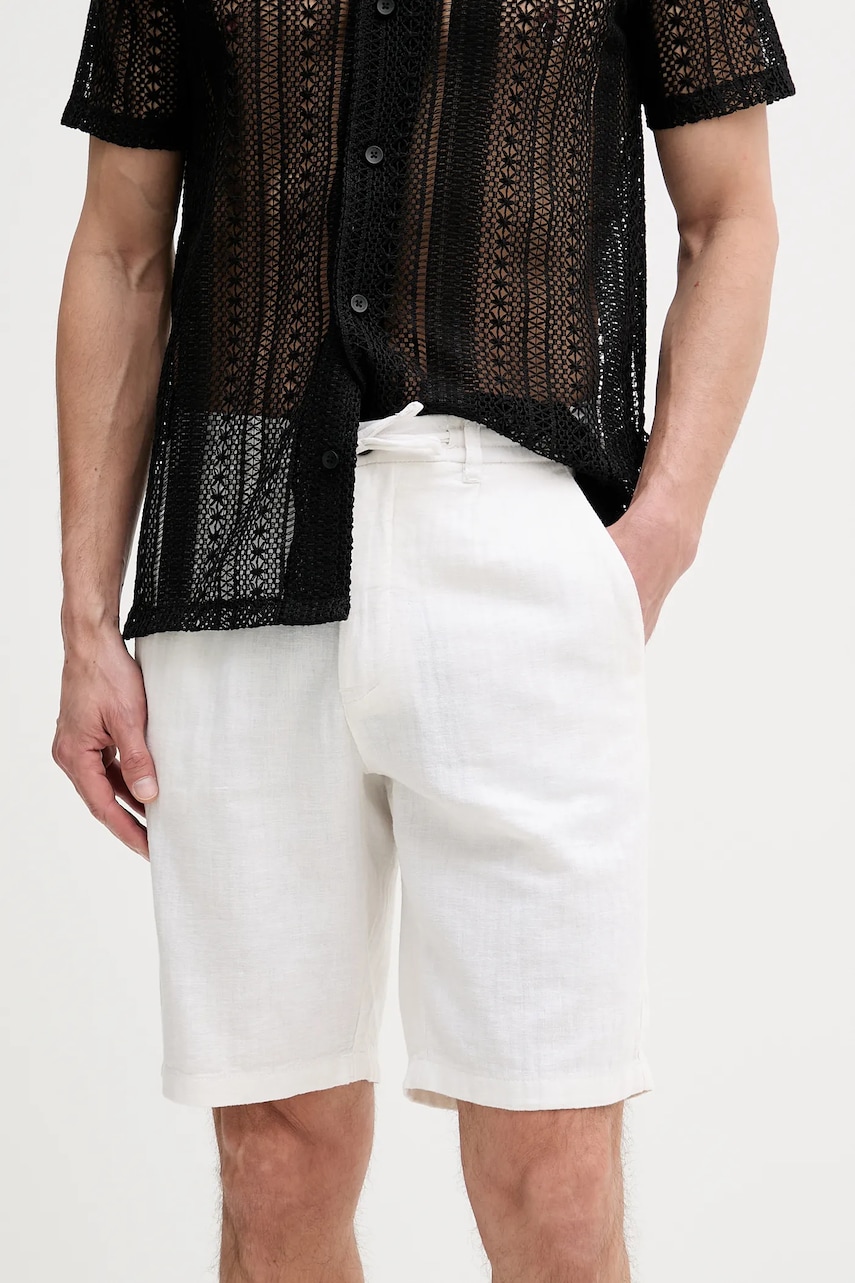 Lindbergh pantaloni scurți   din amestec de in culoarea bej, 30-505020