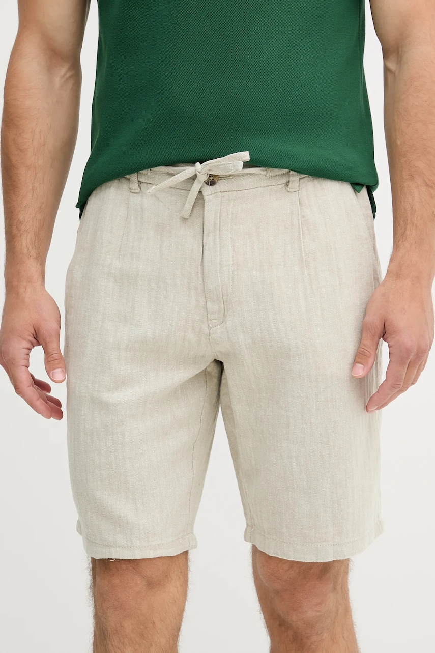Lindbergh pantaloni scurți din amestec de in culoarea bej, 30-505020
