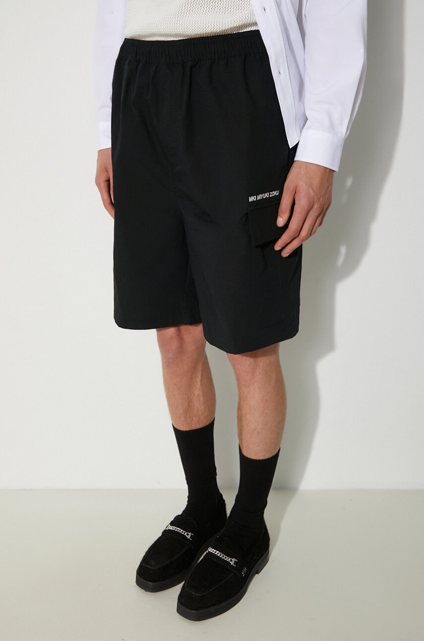 MKI MIYUKI ZOKU pantaloni scurti din bumbac Ripstop Cargo Shorts culoarea negru, RIPSTOP.CARGO.SHORTS MKI MIYUKI ZOKU pantaloni scurti din bumbac Ripstop Cargo Shorts culoarea negru, RIPSTOP.CARGO.SHORTS