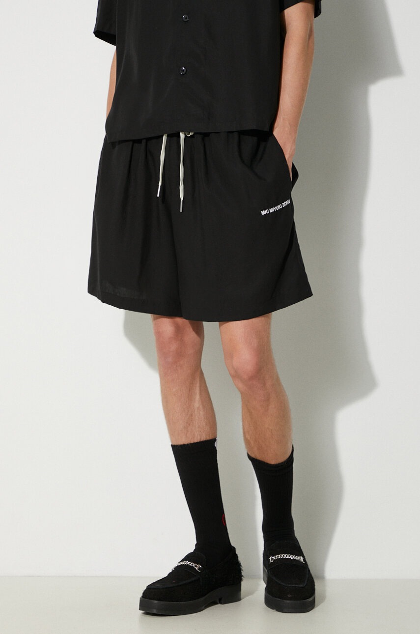 MKI MIYUKI ZOKU pantaloni scurti Tencel Shorts barbati, culoarea negru, TENCEL.SHORTS