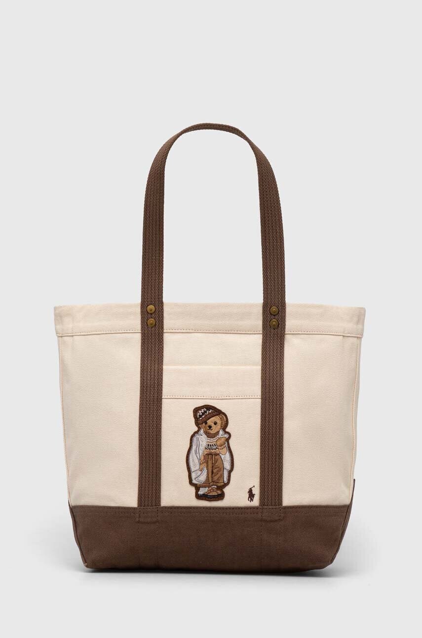 

Бавовняна сумка Polo Ralph Lauren колір бежевий
