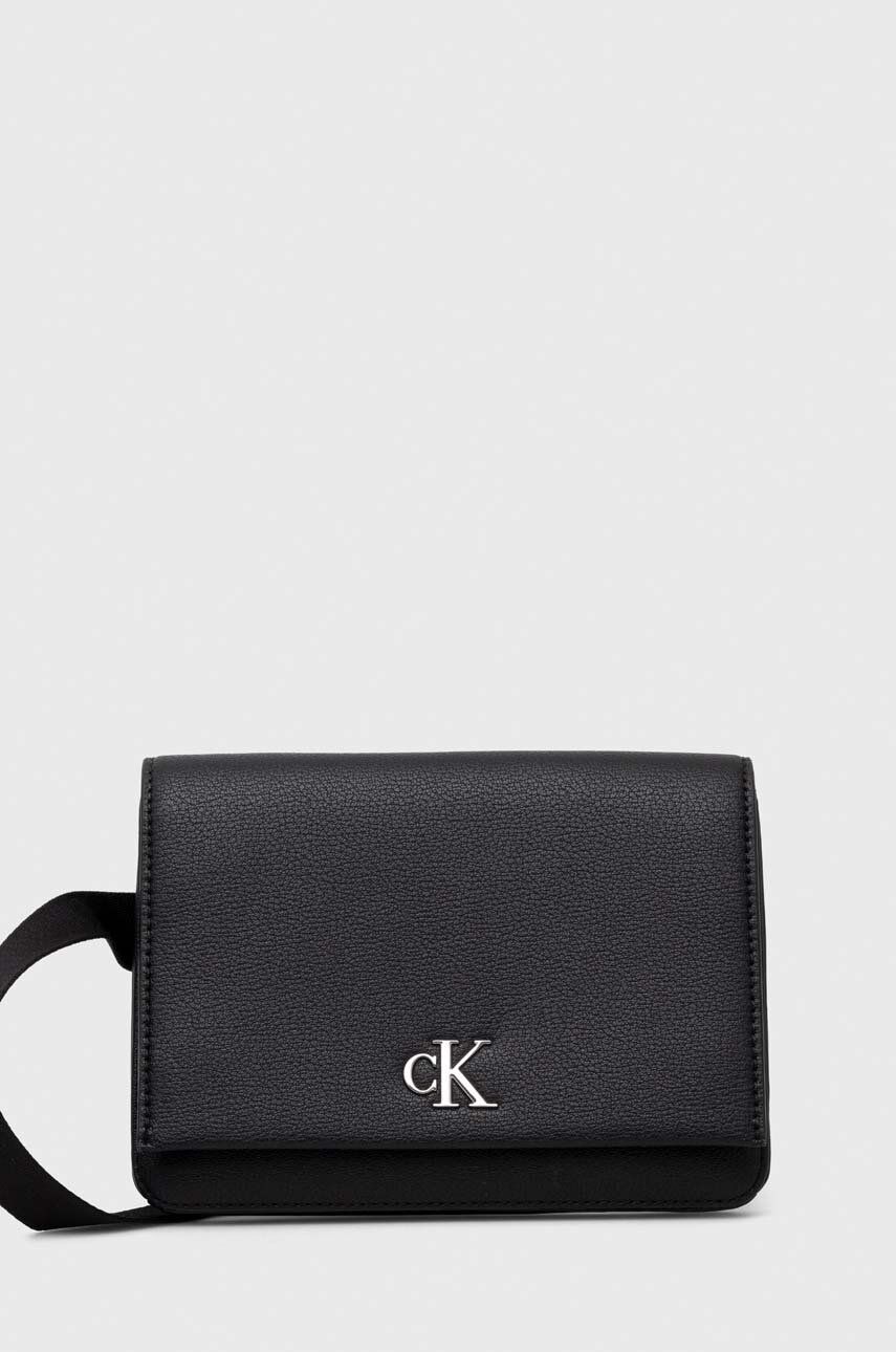 Levně Ledvinka Calvin Klein Jeans černá barva, K60K611461