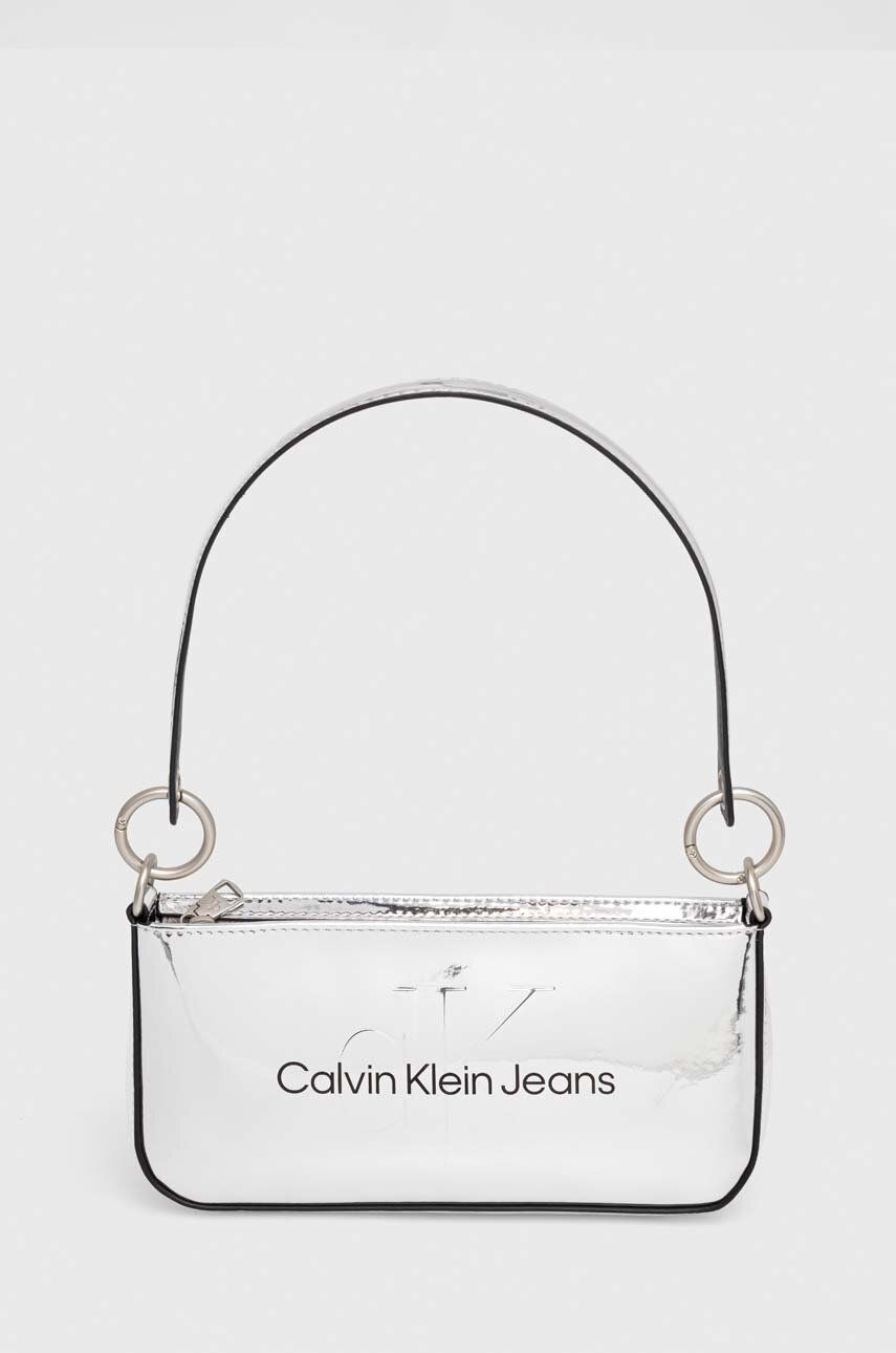 Levně Kabelka Calvin Klein Jeans stříbrná barva, K60K611857