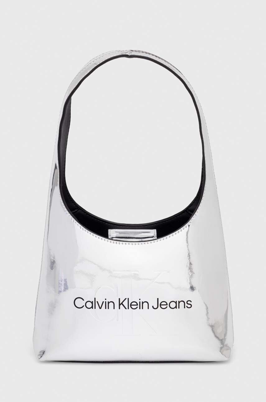 Kabelka Calvin Klein Jeans stříbrná barva, K60K611860