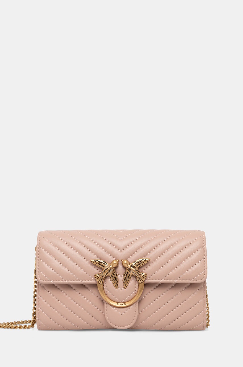 

Кожена чанта Pinko в розово 100062 A0GK, Розов