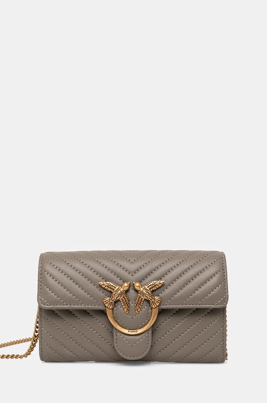 

Кожена чанта Pinko в сиво 100062 A0GK, Сив