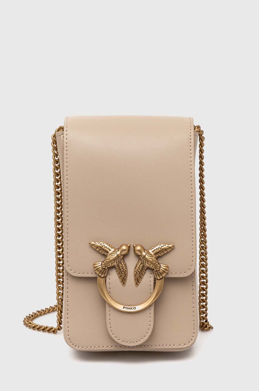 

Кожена чанта Pinko в синьо 102739 A0F1, Бежов