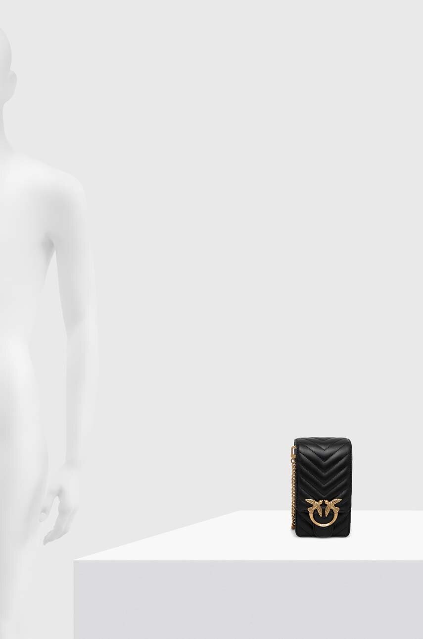 Δερμάτινη τσάντα Pinko χρώμα: μαύρο φωτογραφία