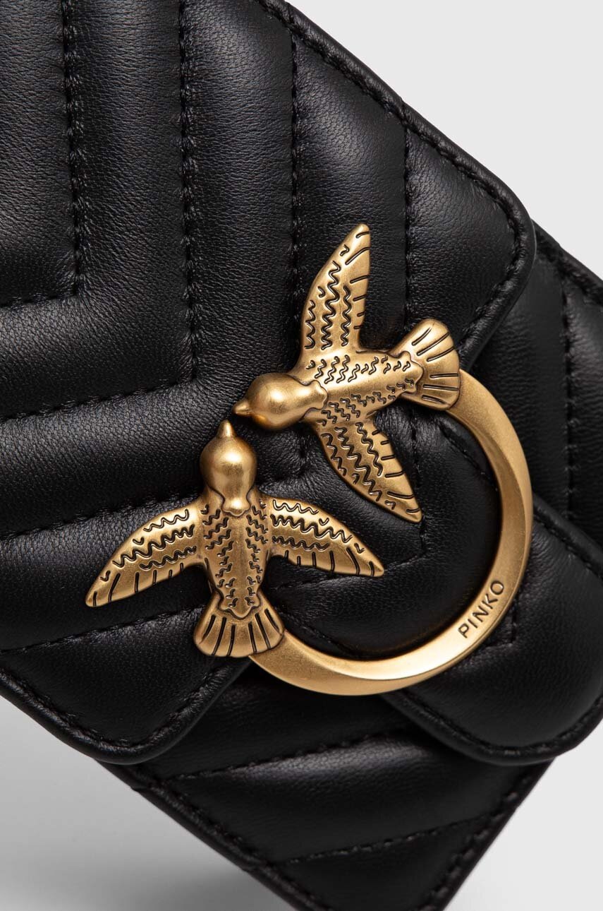 Δερμάτινη τσάντα Pinko χρώμα: μαύρο φωτογραφία