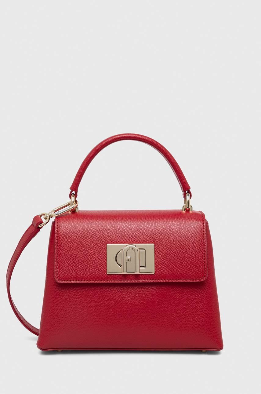 

Кожена чанта Furla в червено, Червен