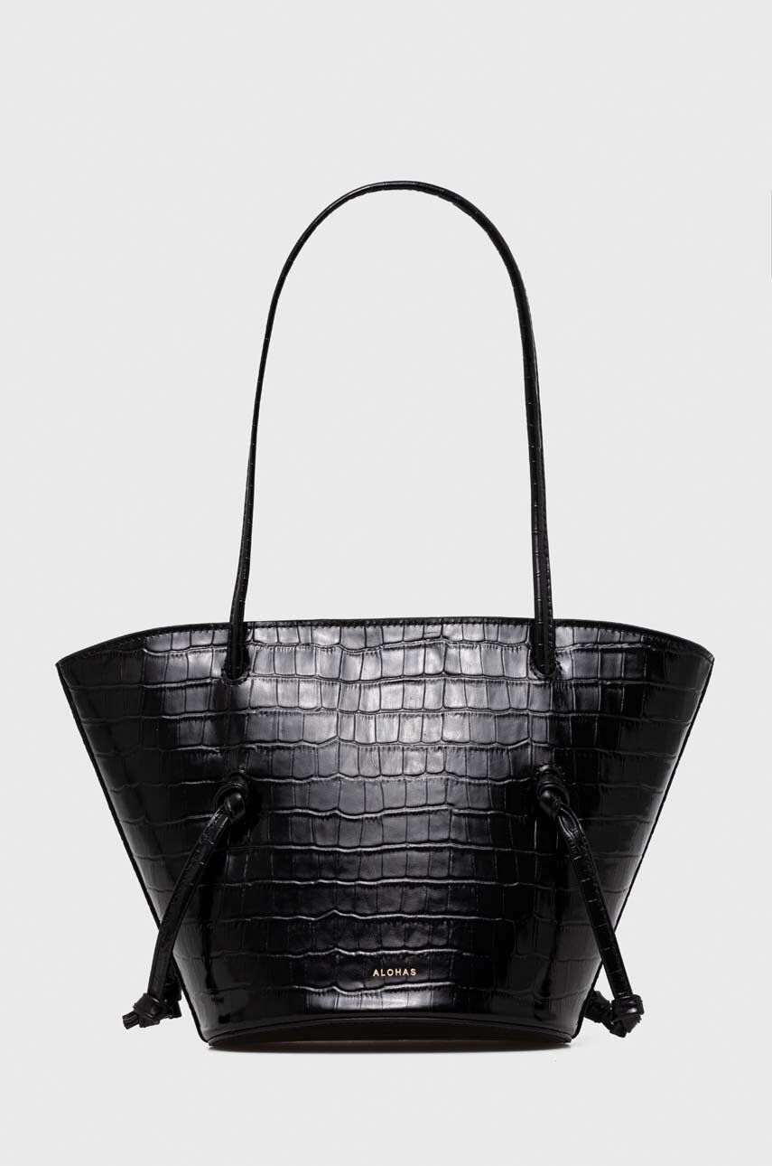 E-shop Kožená kabelka Alohas černá barva