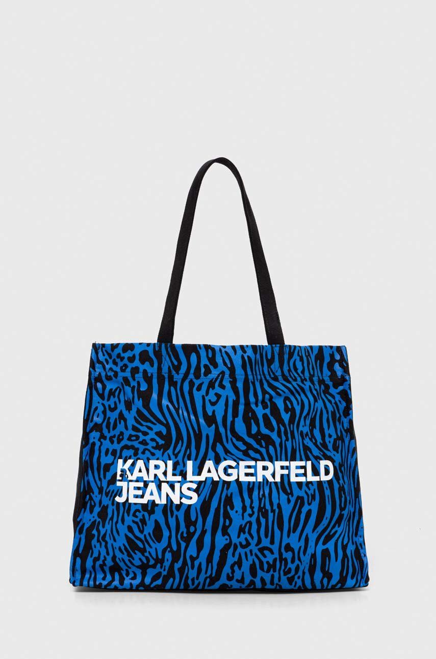 Karl Lagerfeld Jeans geanta de bumbac culoarea albastru marin