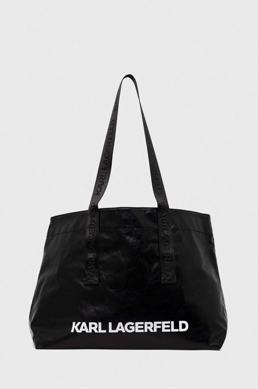 Levně Bavlněná kabelka Karl Lagerfeld černá barva
