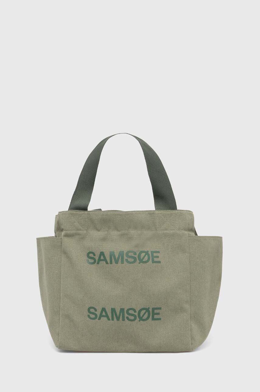 Samsoe Samsoe geanta de bumbac culoarea verde