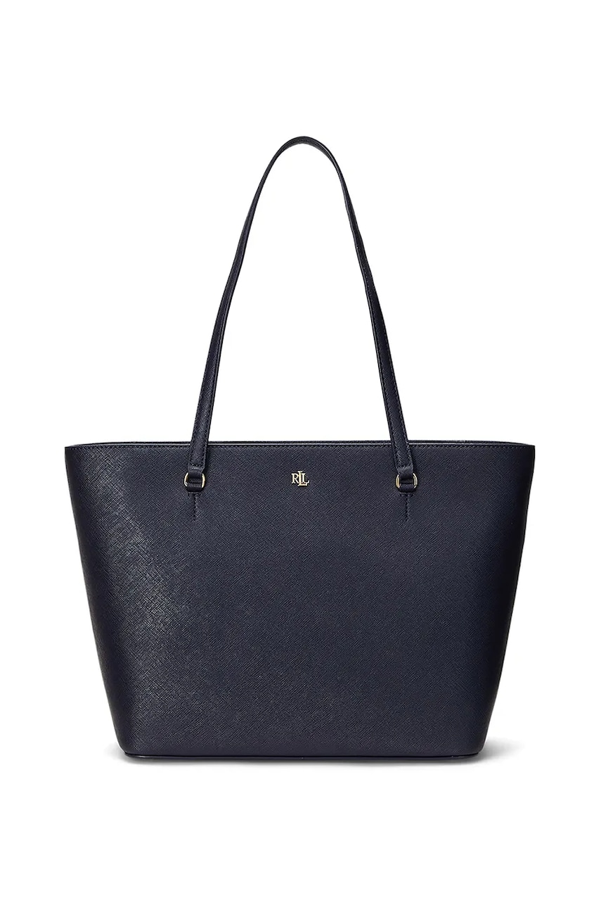 Levně Kožená kabelka Lauren Ralph Lauren modrá barva, 431924351