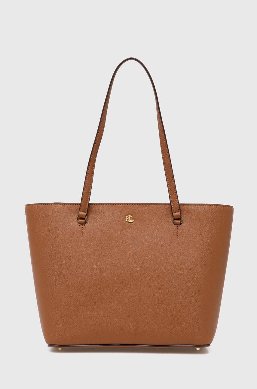 Levně Kožená kabelka Lauren Ralph Lauren béžová barva, 431924351