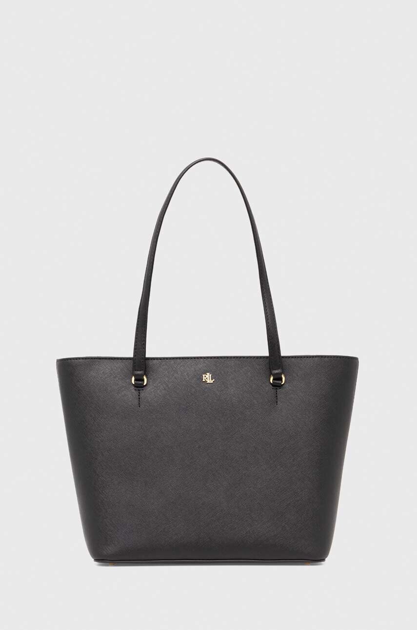 Lauren Ralph Lauren Δερμάτινη τσάντα Lauren Ralph Lauren χρώμα: μαύρο, 431924351