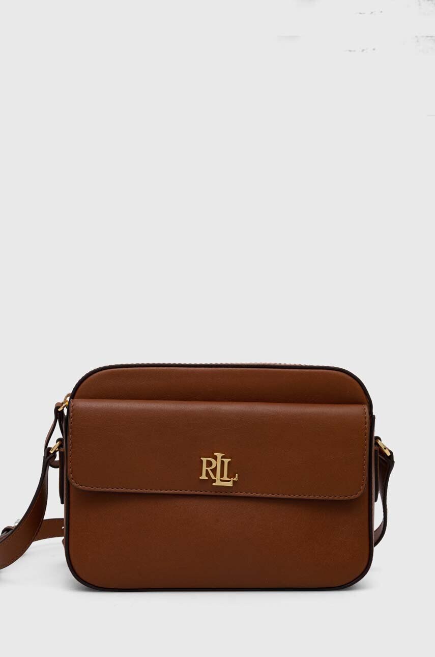 Levně Kožená kabelka Lauren Ralph Lauren hnědá barva, 431926645
