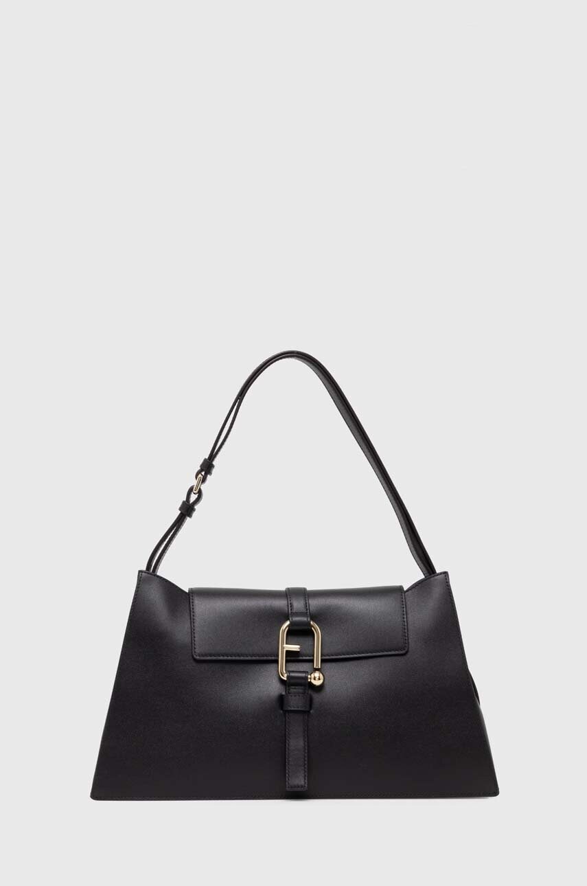 Furla poseta de piele culoarea negru