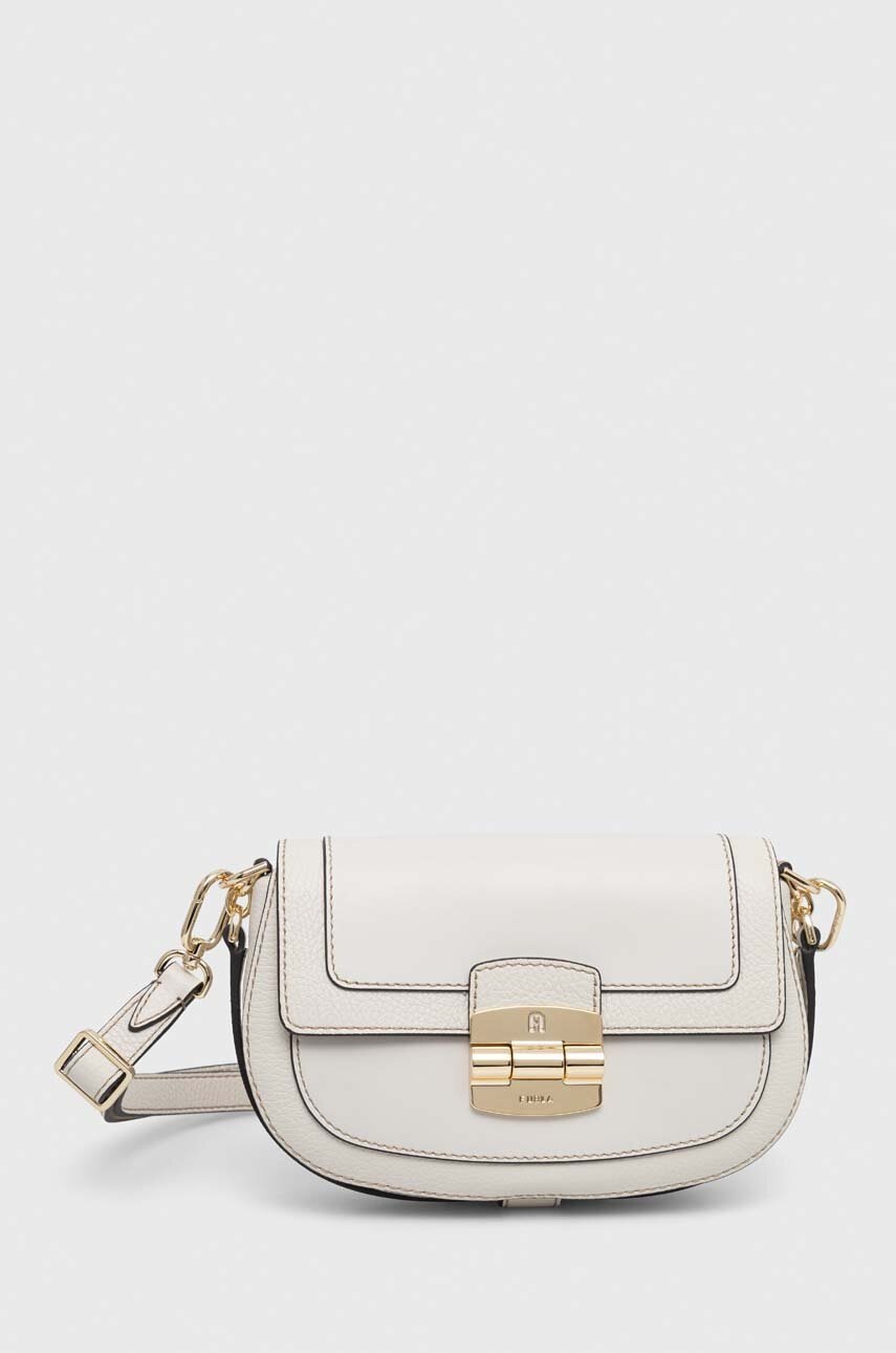 

Кожена чанта Furla в бяло, Бял