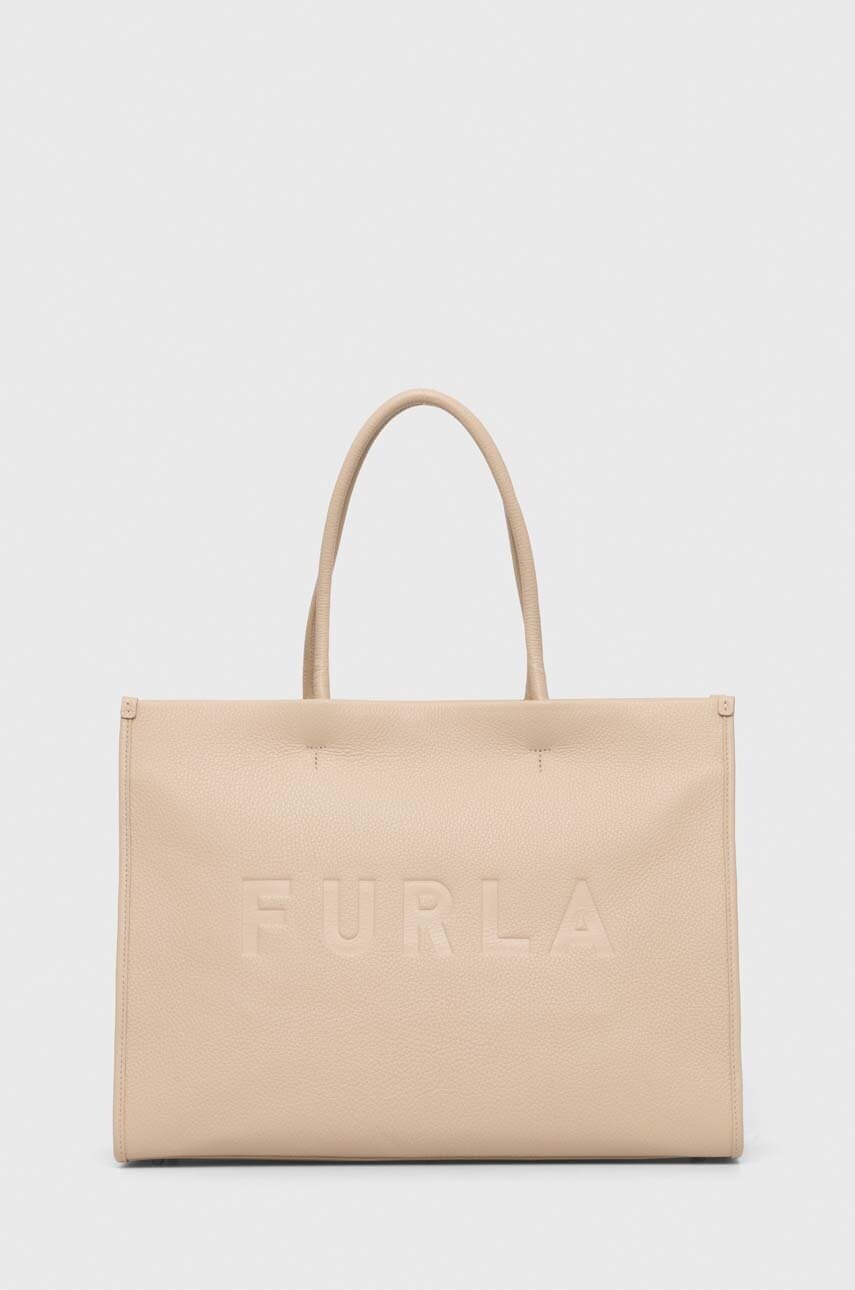 Furla poseta de piele culoarea bej