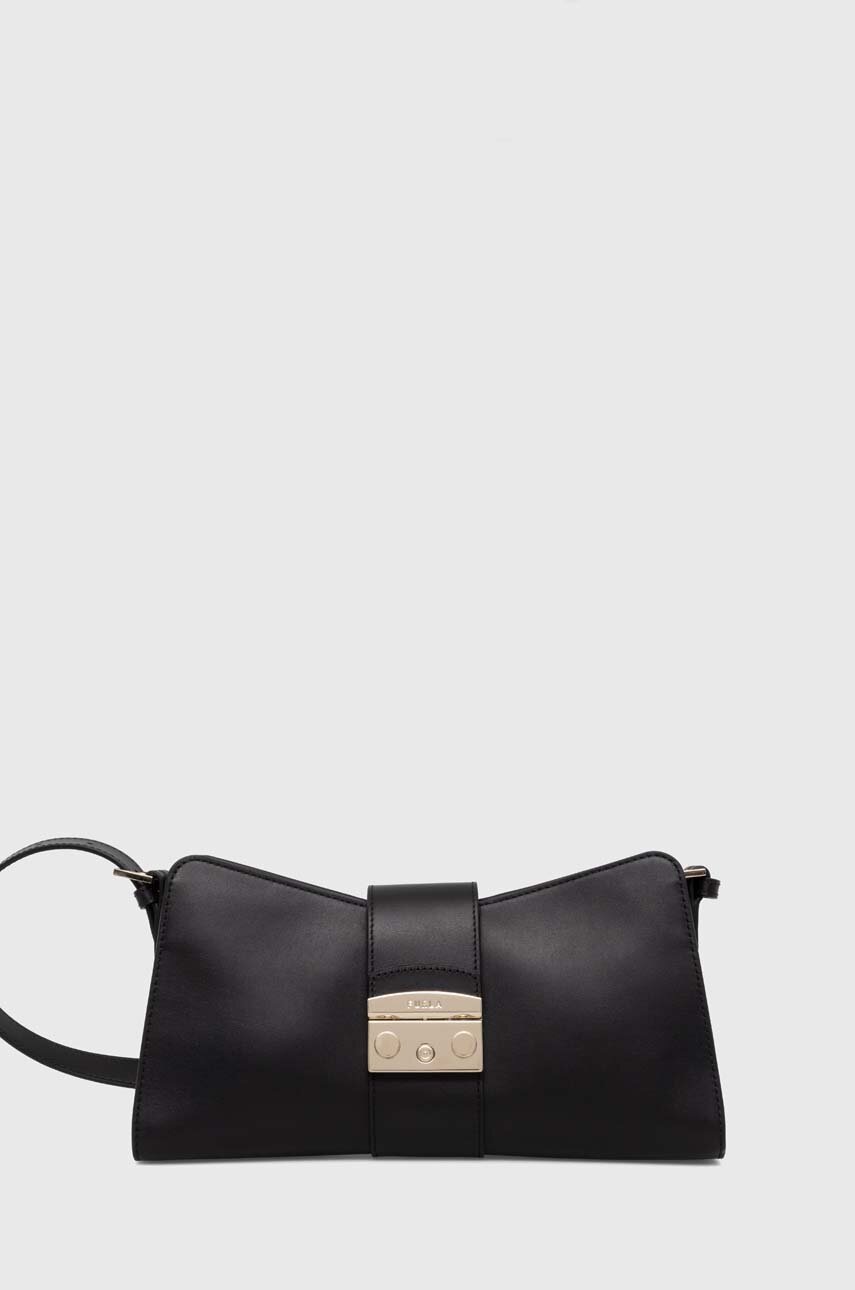 

Кожена чанта Furla в черно, Черен