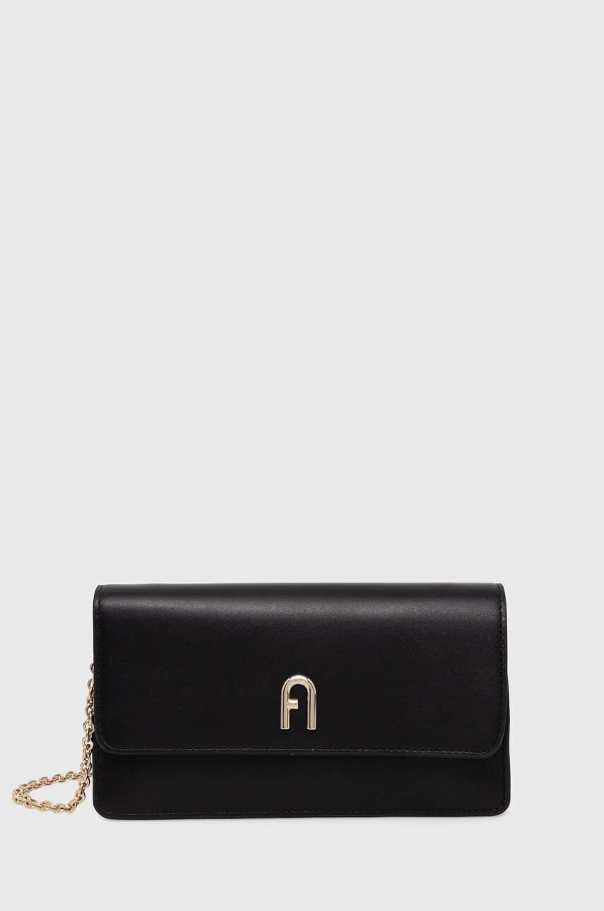 

Кожена чанта Furla в черно, Черен