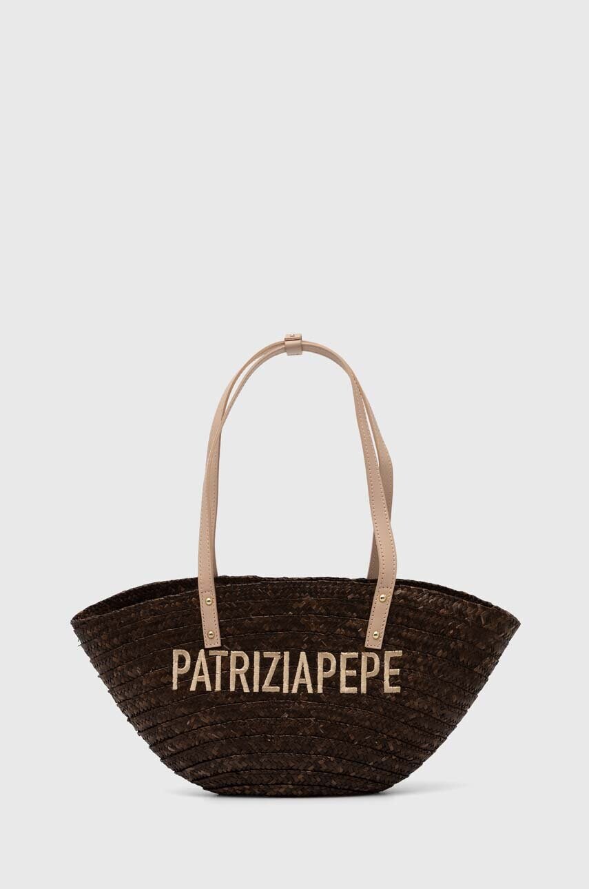 Levně Plážová taška Patrizia Pepe hnědá barva, 2B0094 L070