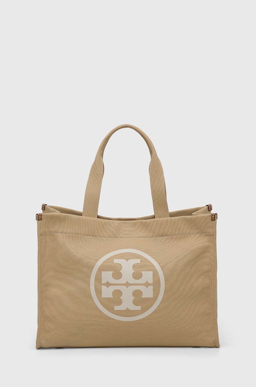 Tory Burch poseta Ella Canvas Tote culoarea bej, 148792.275