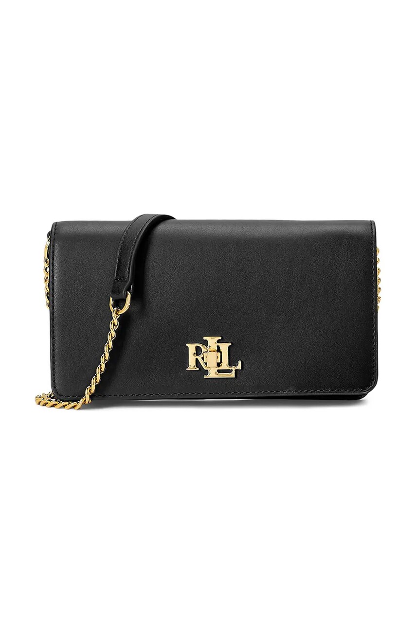 

Кожена чанта Lauren Ralph Lauren в черно, Черен