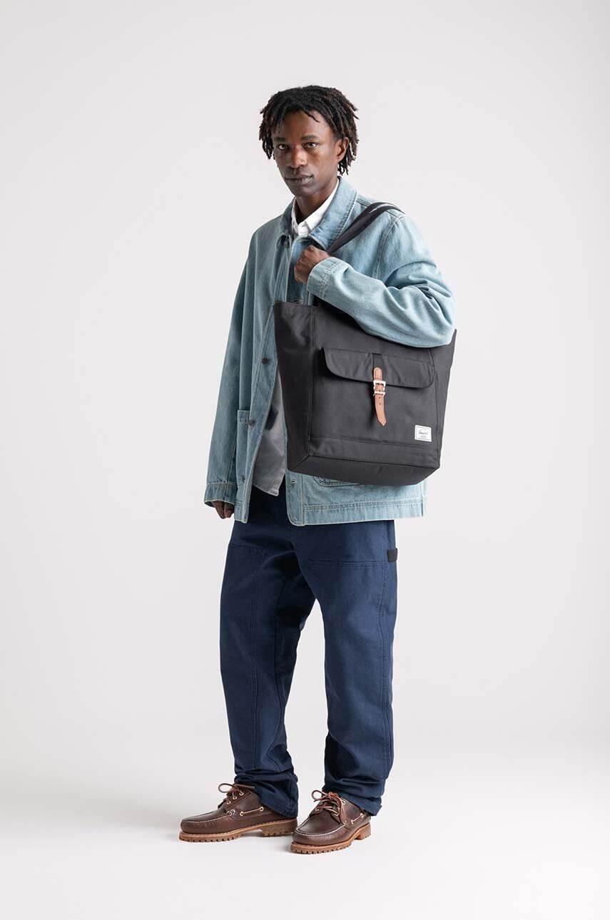 Τσάντα Herschel Retreat Tote χρώμα: μαύρο φωτογραφία