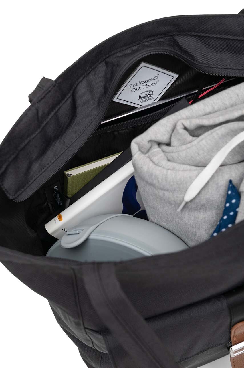 Τσάντα Herschel Retreat Tote χρώμα: μαύρο φωτογραφία