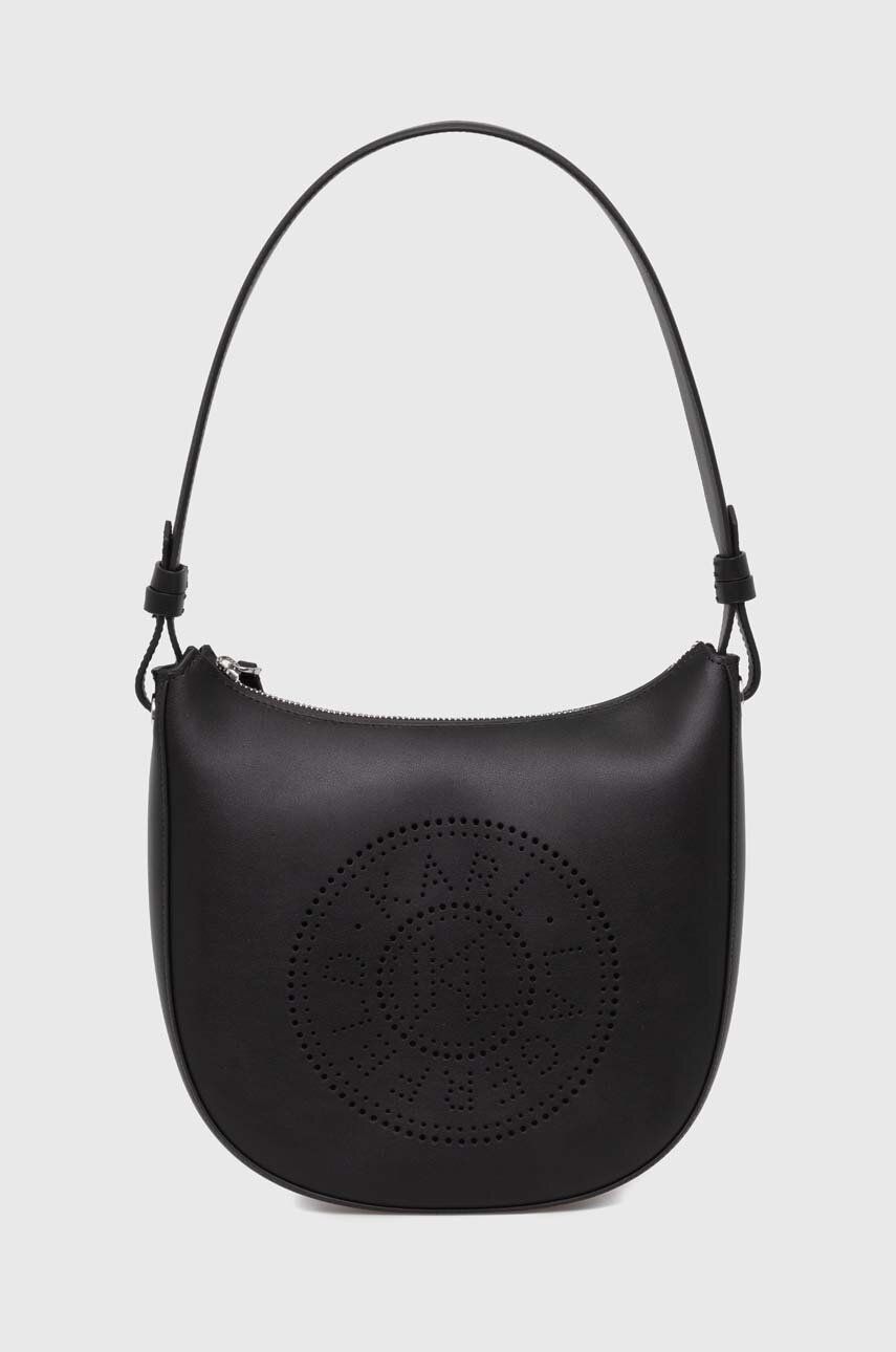 Levně Kožená kabelka Karl Lagerfeld černá barva