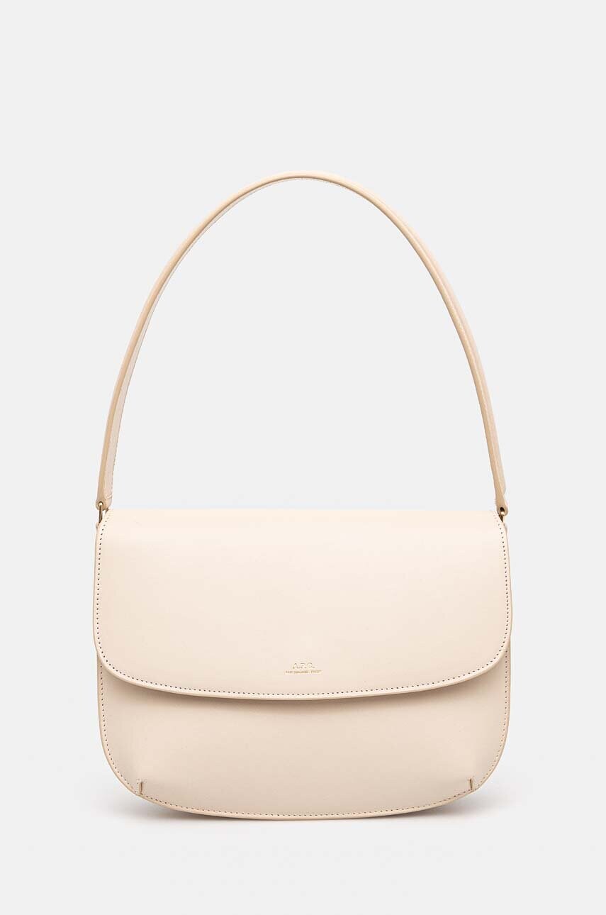 A.P.C. poseta de piele sac sarah shoulder culoarea bej, PXAWV-F61526