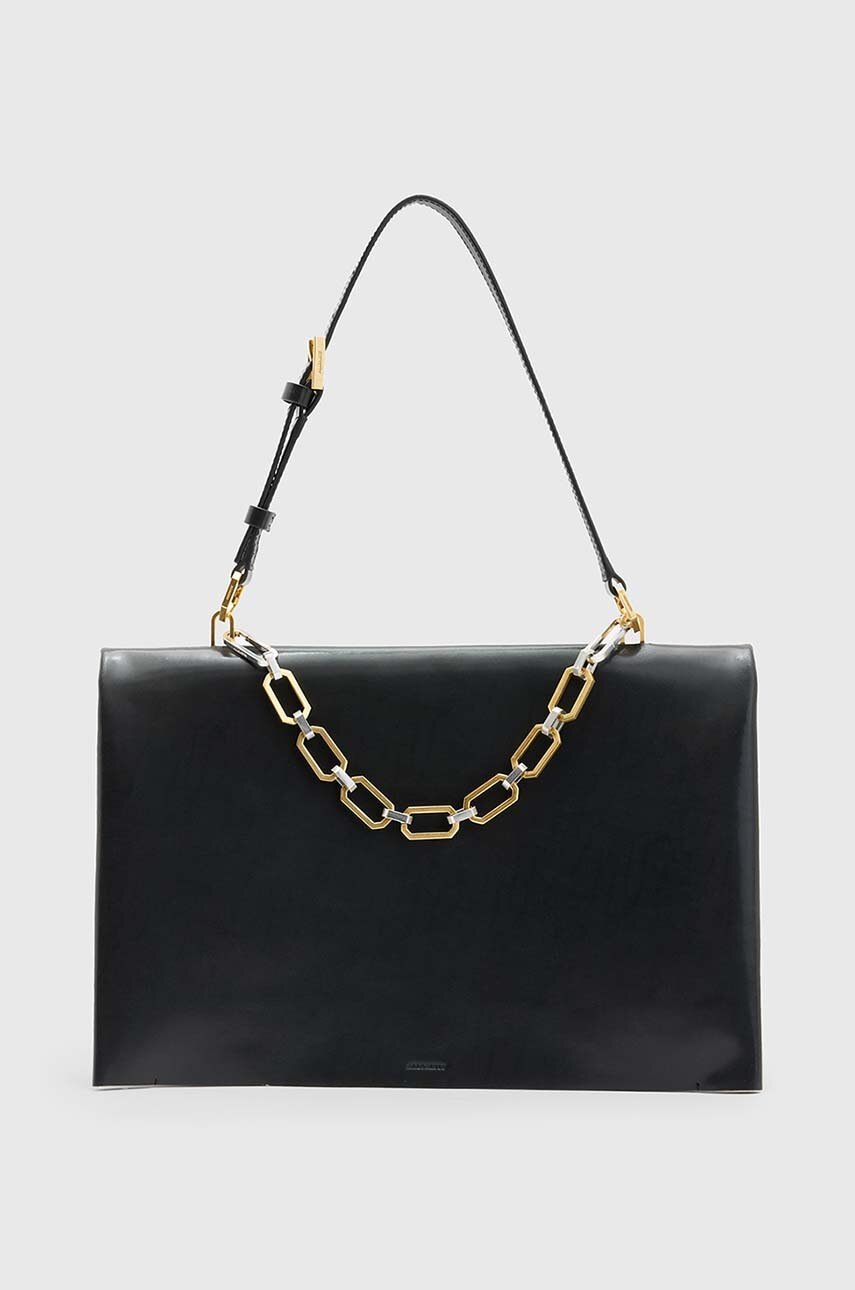 

Кожена чанта AllSaints LUCA SHOULDER BAG в черно W003XA, Черен