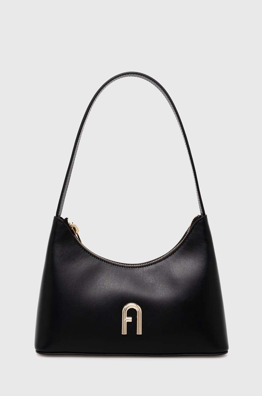 

Кожена чанта Furla в черно, Черен