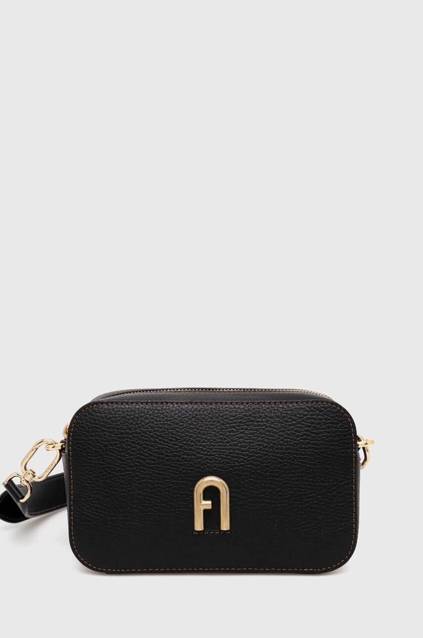 

Кожена чанта Furla в черно, Черен